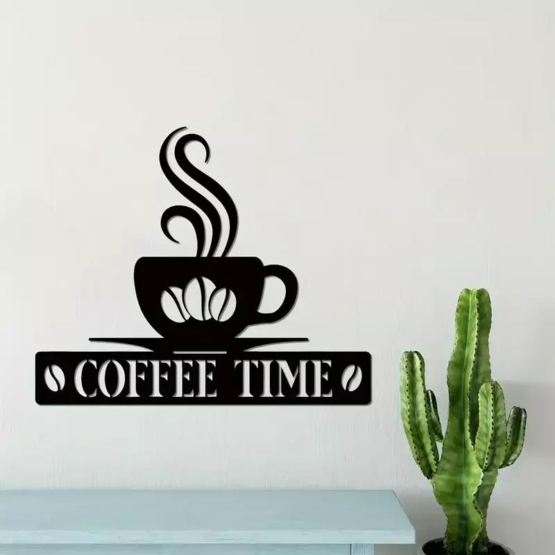 금속 벽 아트, 맞춤형 바 금속 사인, 커피 바 장식, 커피 사인, 커피 타임 벽 아트, 카페 장식, 1 개