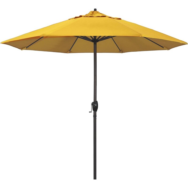 Aluminum Patio Umbrella, Crank Lift, Auto Tilt, Bronze Pole, Sunflower Yellow Patio Umbrellas