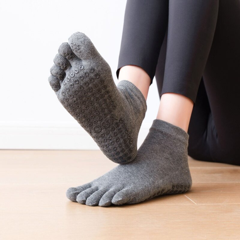 Meias unissex de algodão de cinco dedos para mulheres, meias Harajuku, antiderrapantes, grossas, esportes, fitness, ioga, outono