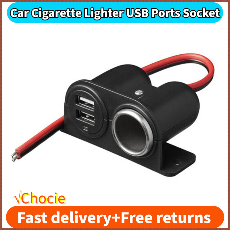 USB Ports Socket DC 5V 3.1A Dual USB Built-In Car Camper Adapter Cigarette Lighter Multi Plug Charger Port Socket Car Accessory