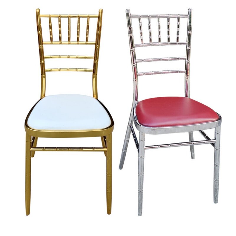 電気金メッキの鉄製椅子,結婚式,ダイニング,またはホテルの椅子,柔らかい竹のシートクッション