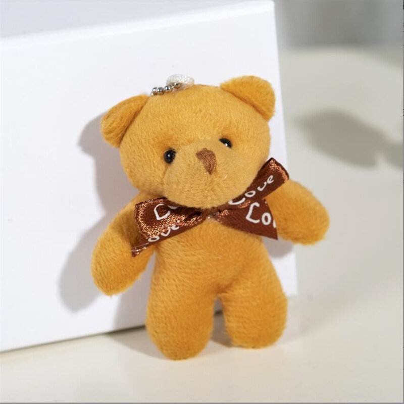 작은 곰 봉제 장난감 작은 인형 원피스 가방 키, 소녀 문자 나비 매듭 박제 펜던트, 귀여운 동물, 5 색, 8 cm