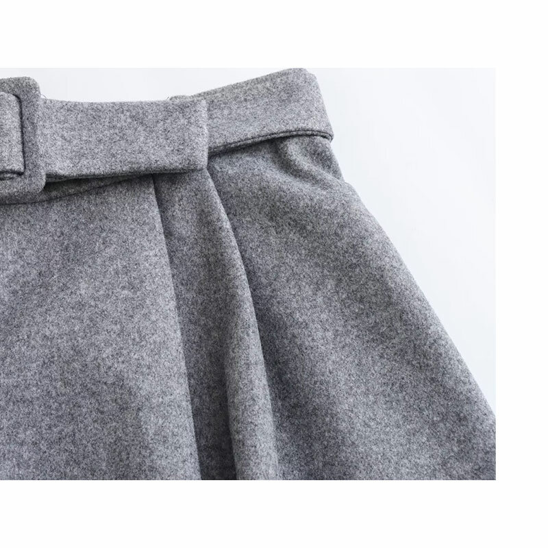 TRAF Velvet Long Skirts for Women Sex Tboys Belt Short Skirt Large Size Midi Mid Length Maxi Fp  Grey Pleated Skirt
