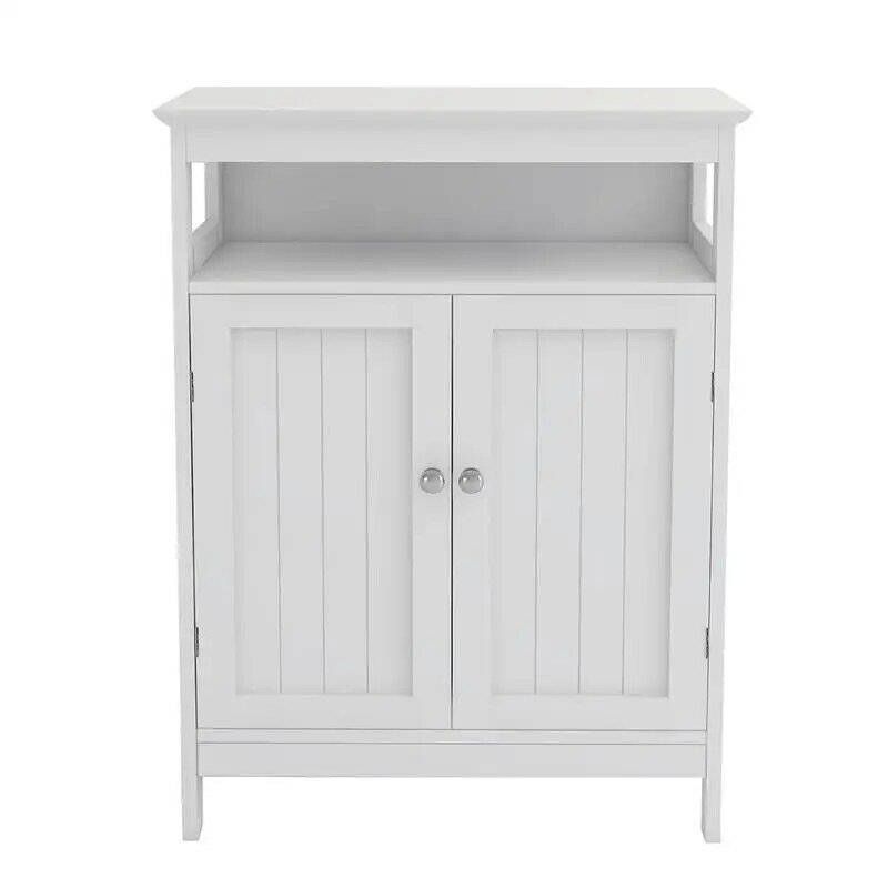 athroom standing storage with double shutter doors cabinet-White