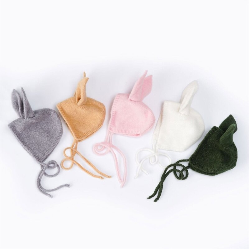 67JC sombrero con Orejas de conejo para bebé, accesorios de fotografía, tocado para foto, disfraz de conejo para recién nacido