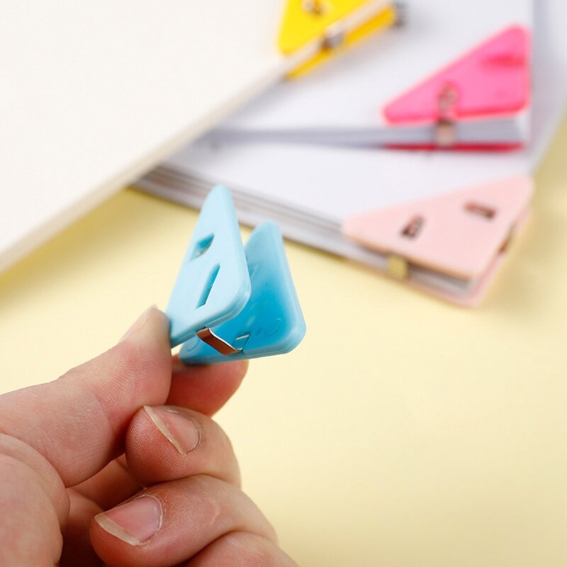 Colorful Paper Clamp Corner Paper Clamp Book Page Mark Office File Clip Hold up 50 Sheets for Document Calender Dropship