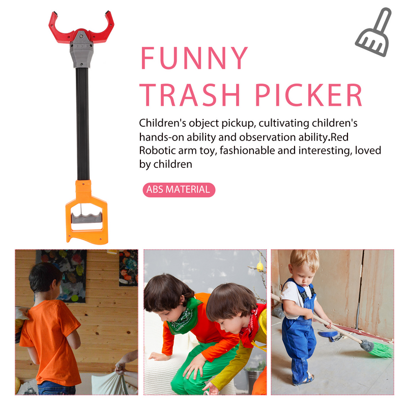 Herramienta de saneamiento de dibujos animados para niños, recogedor de basura portátil de brazo mecánico para exteriores, papel de desecho para padres e hijos