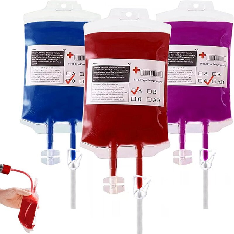 ถุงเลือดสำหรับดื่มถุงเลือด IV 15ชิ้นสำหรับอุปกรณ์ของตกแต่งงานปาร์ตี้ฮาโลวีนถุงเลือดทนทานติดตั้งง่ายใช้งานง่าย