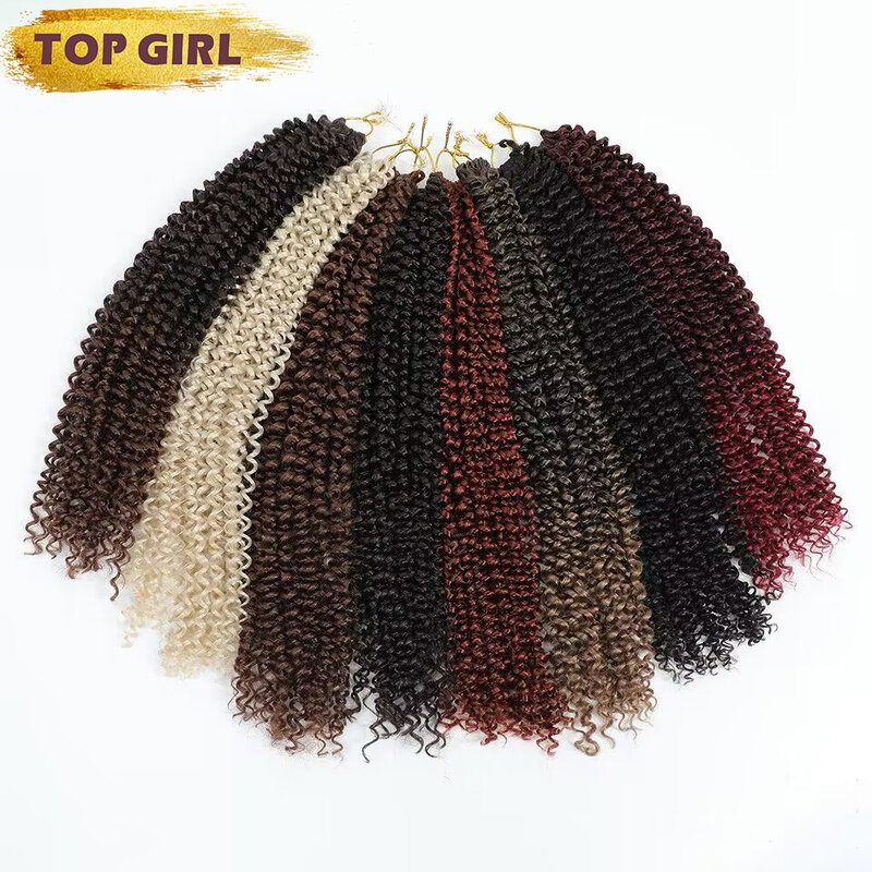 22Inches Twist Crochet Hair Water Wave Synthetic Braiding Hair Extension Afro Kinky Ombre Brown Crochet Braids For Black Women