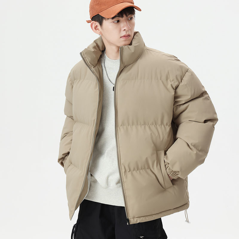 2024 neue Winter Herren Parkas koreanische Mode Stand Kragen dicke warme Puffer Jacke lässige Wind jacke thermisch gepolsterten Mantel
