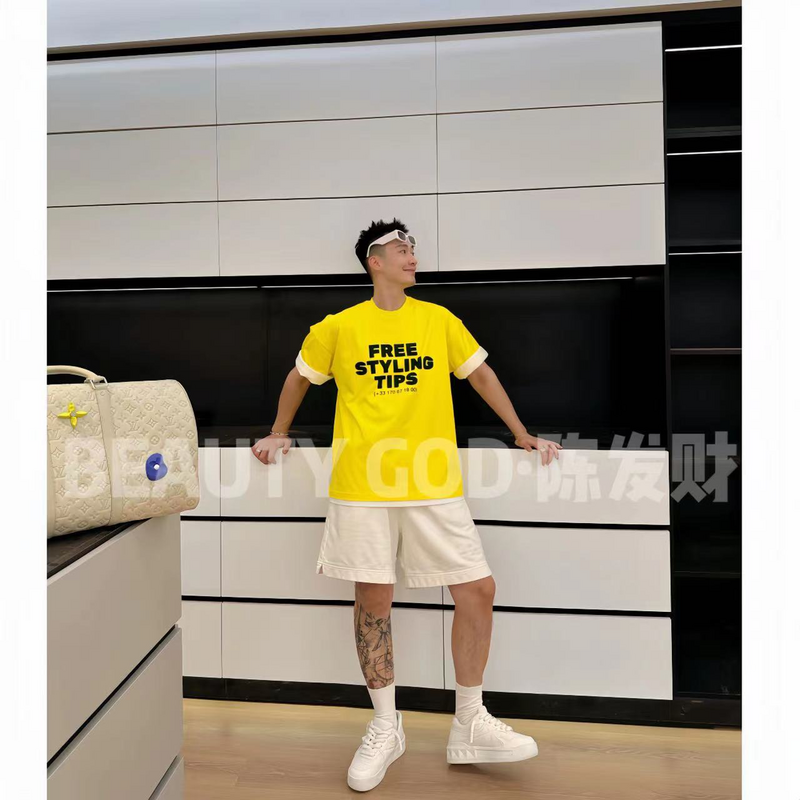 Летняя Тяжелая футболка из чистого хлопка, модная брендовая футболка с надписью на английском языке, свободные Универсальные мужские топы с коротким рукавом y2k
