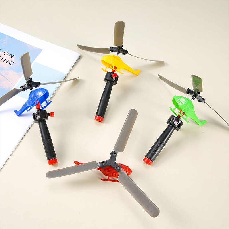 어린이 야외 장난감 핸들 케이블 파워 헬리콥터, 소년 케이블 비행기, 어린이 클래식 야외 비행 장난감, 3-8 생일 선물 도매