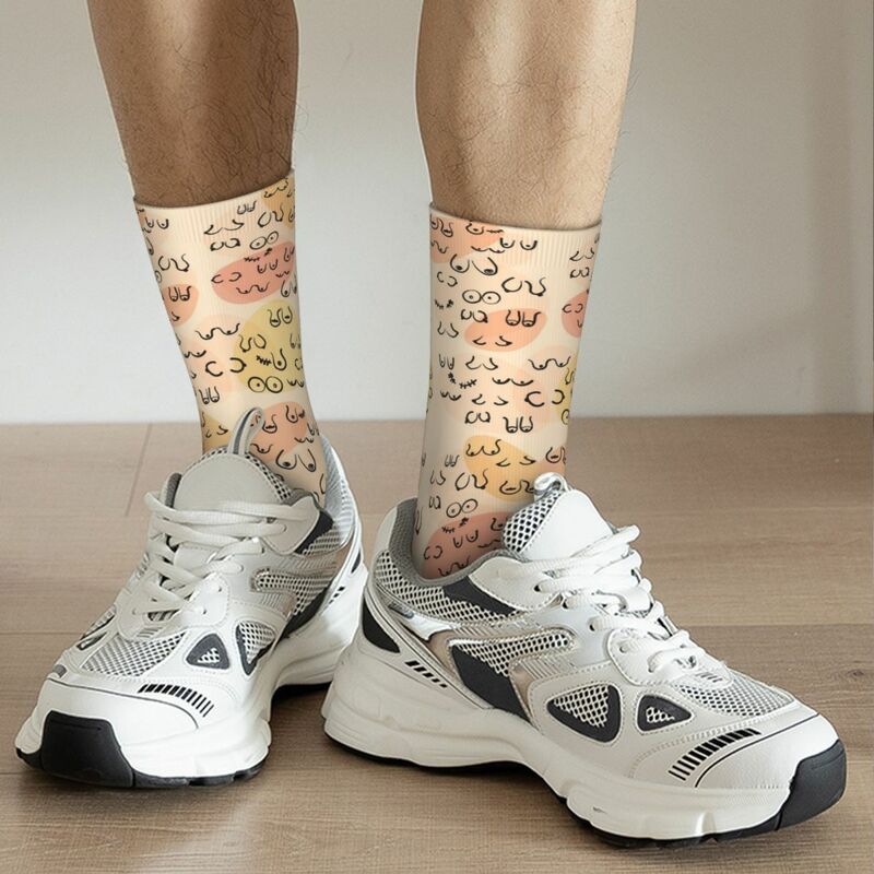 Mid Century Boobies Pattern Socks Harajuku Sweat Absorbing Stockings All Season Long Socks Accessories for Man's Woman's Gifts