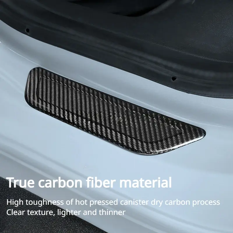 Vera fibra di carbonio a secco per Tesla Model 3 Y davanzale della porta pedale di benvenuto 3K 240G fatto a mano davanzale della porta striscia copertura del pedale accessori per auto