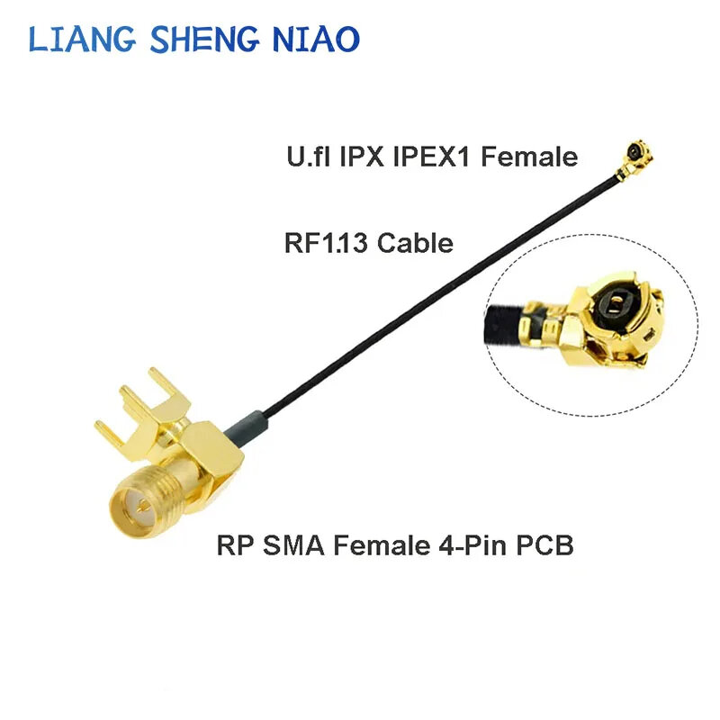 Wifi antena cabo de extensão, ipx ipex1/ipex4 mhf4 fêmea para rp-sma/sma, 4 pin ângulo direito pcb pigtail, 1 parte