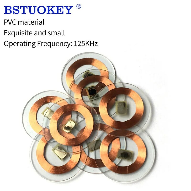 100Pcs 125KHz/13.56mhz ID/IC Read Only Copper Coil Coin Card Transparent Keyfob RFID Ultra-thin Cell Phone Proximity Access Card