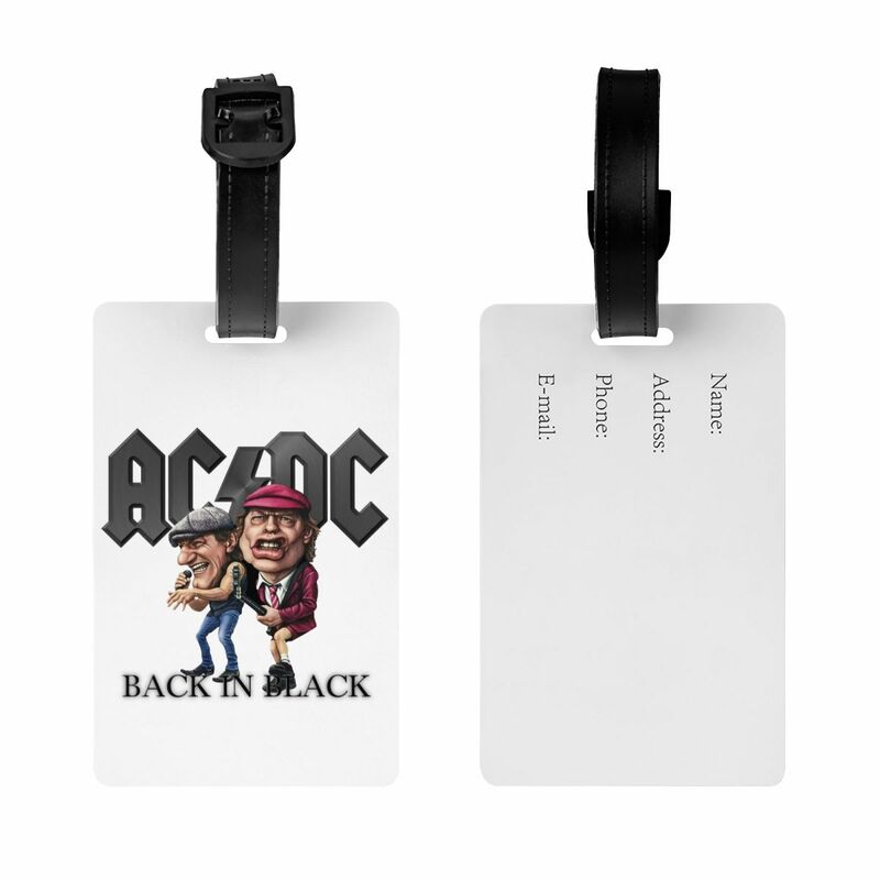Heavy Metal Rock AC DC etiqueta de equipaje personalizada, etiqueta de identificación, cubierta de privacidad