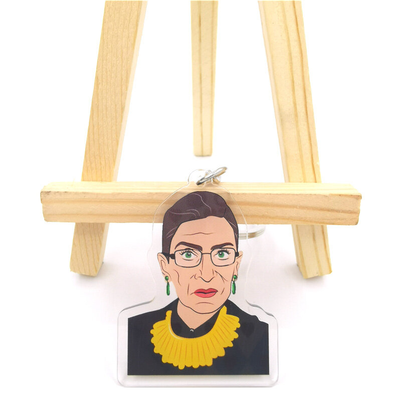Accessori per portachiavi da uomo e da donna femminista rut Bader Ginsburg portachiavi con ciondolo a forma di borsa regalo in acrilico per amici dei cartoni animati