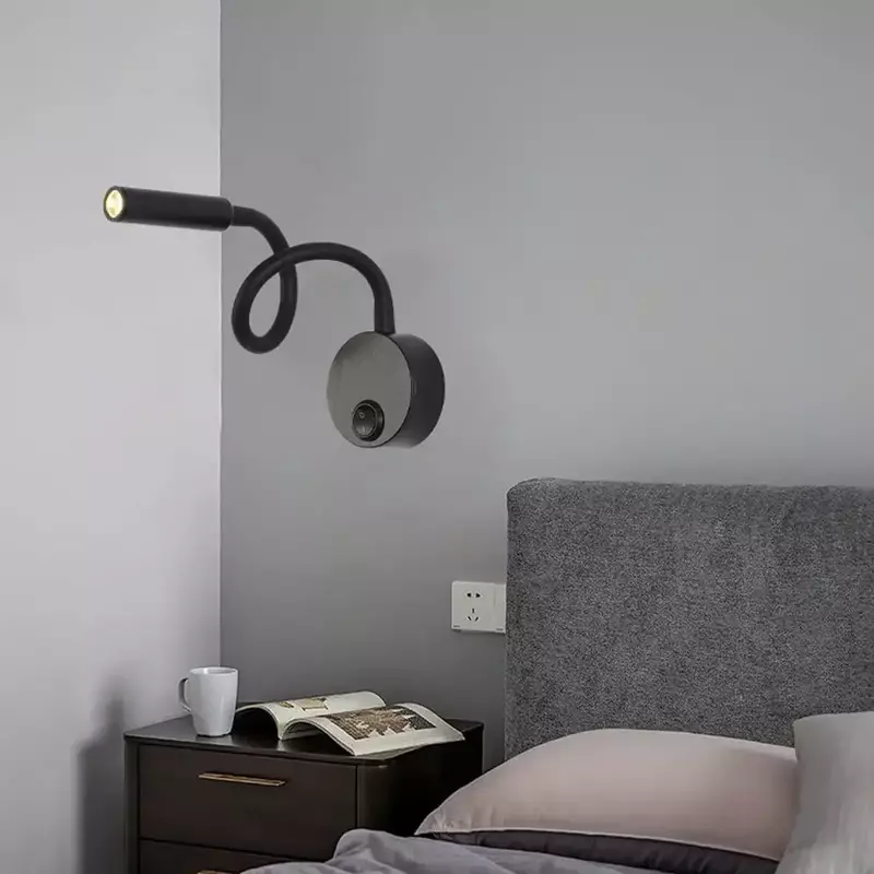 Applique da parete per industria Vintage lampada da testiera per soggiorno in alluminio montata su superficie con angolo regolabile a testa singola