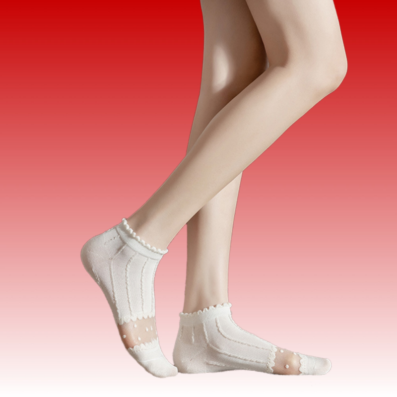 2024 neue 5 paare/los Socken Frauen Sommer transparente kurze weiße niedrige Röhre coole Socken Set niedlichen Druck Knöchel Fuß abdeckung Mode