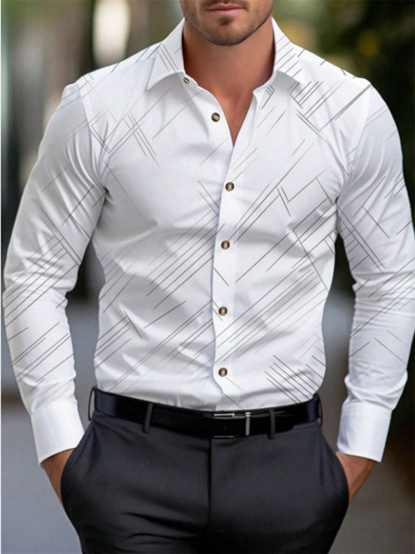 Męskie koszule z długim rękawem, dojrzałe koszule w prostym stylu, męska odzież na wakacje społeczne