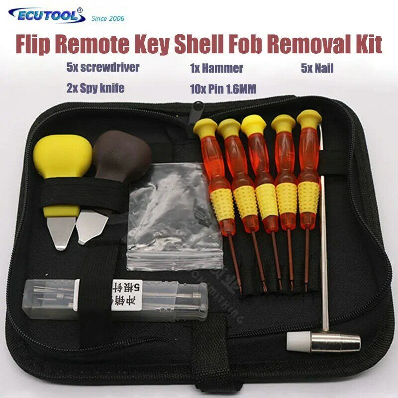 Auto Remote Schlüssel anhänger Entfernungs kit Flip Key Shell Abdeckung öffnen Werkzeug Befestigungs stifte, Nagel, Schrauben dreher, neugieriges Messer, Hammer