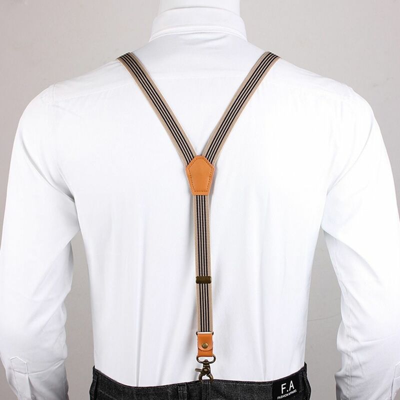 Vintage Strap Clip Performance For Men 3 Hooks Solid Color Suspenders Clips Adjustable Braces Tie Suspenders Hanging Pants Clip