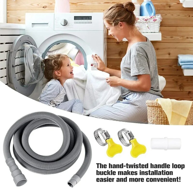 Universal drenagem mangueira extensão conjunto para máquina de lavar roupa, suporte mangueira conector e braçadeiras, 10ft