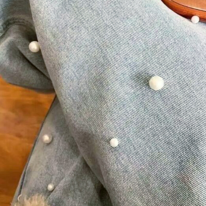 Celana jins wanita pinggang tinggi Vintage mutiara kasual gaya Amerika seksi gadis Fashion Y2k kepribadian Streetwear panjang penuh baru