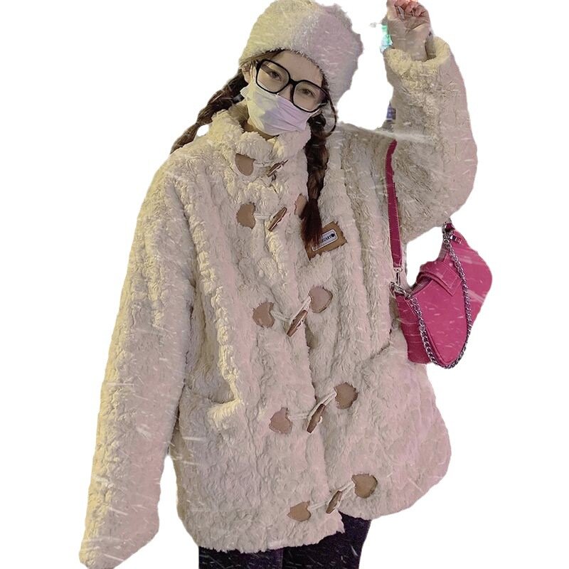 Manteau de fourrure mi-long pour femme, fourrure d'agneau épaissie, coton plus, protection de l'environnement, chaud, hiver, nouveau, 2023