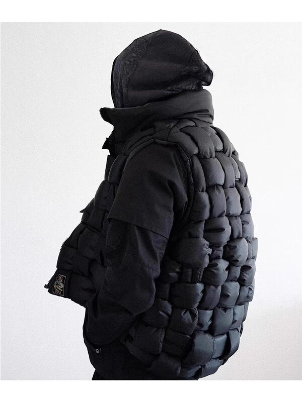 Black and Khaki nylon woven vest Unisex down cotton high neck zipper KAPITAL down cotton jacket vest men's Warm tops for woman