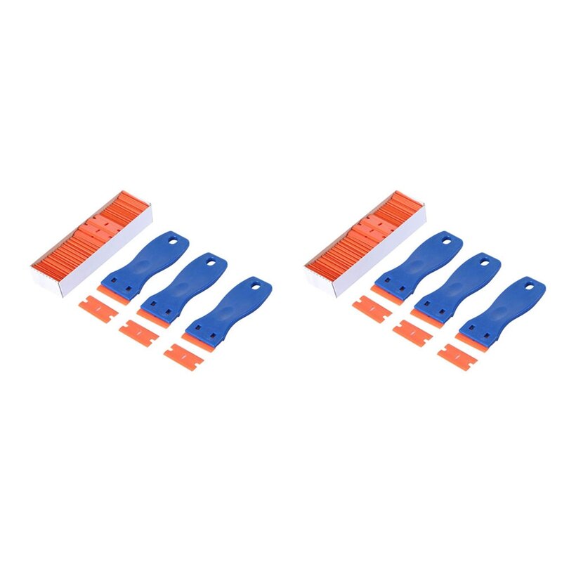 Double Edge Plastic Razor Blade Scrapers, Lâminas para Auto Window Tint Vinyl Tool, 200 Pcs 1.5 ", 6Pcs