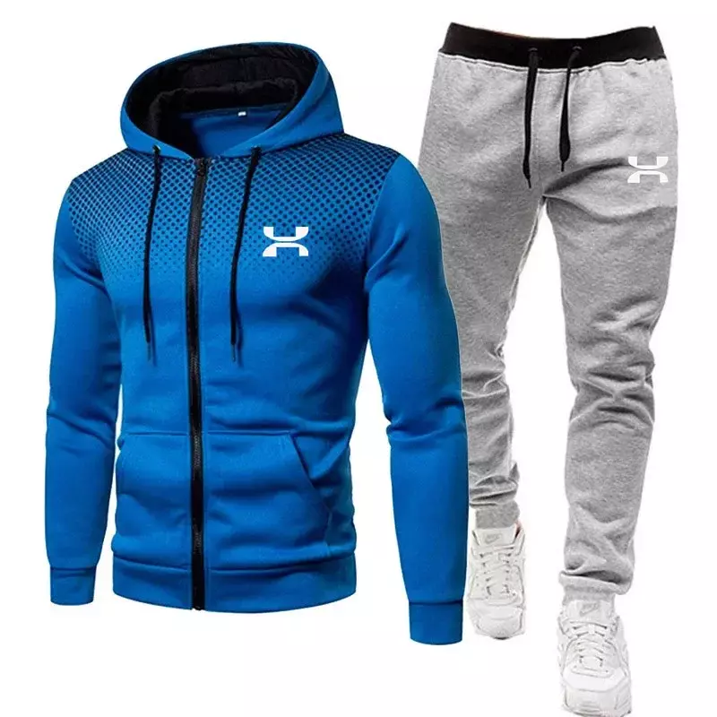 2024 moda tuta per uomo felpa con cappuccio Fitness abbigliamento da palestra uomo Running Set abbigliamento sportivo Jogger tuta da uomo tuta invernale sport