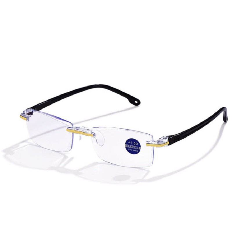 KLASSNUM Reading Glasses Men Anti Blue Ray Presbyopia Goggles Women Vintage Rimless Eyewear Diopter +1.0 1.5 2.0 2.5 3.0 3.5 4.0