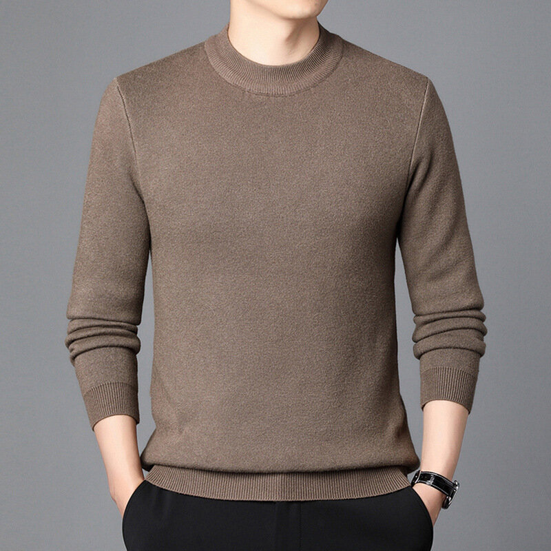 Men's Autumn and Winter New Half Turtleneck Solid Color Knitwear Fashion Casual Boutique Sweater Wholesale