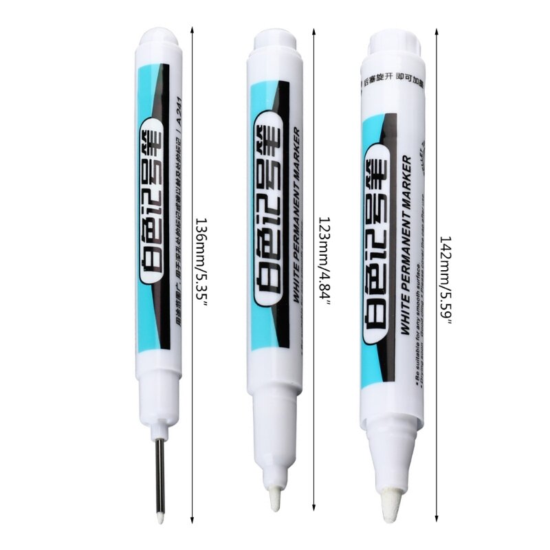 4 Pcs White Markers Paint Pens Oil-based Markers Long Tip Marker Permanent Markers for Rock Tire Glass Metal Painting