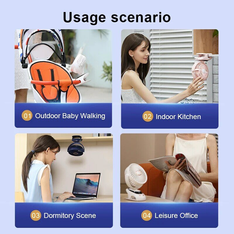 Xiaomi-ventilador de escritorio con Clip, miniventilador portátil de mesa, 2024 mAh, 5 velocidades, para dormitorio, verano, 10000