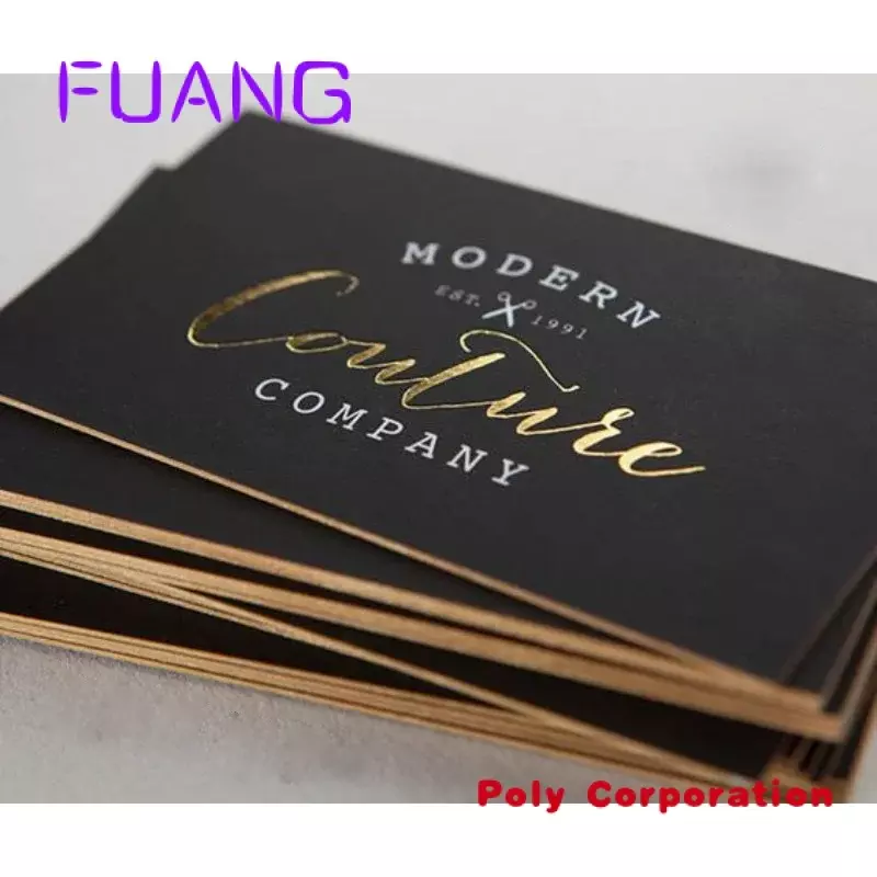 Custom  Custom Logo Luxury Black Gold Foil Recycled Visiting Business Card Printing With Golden Border / Edge