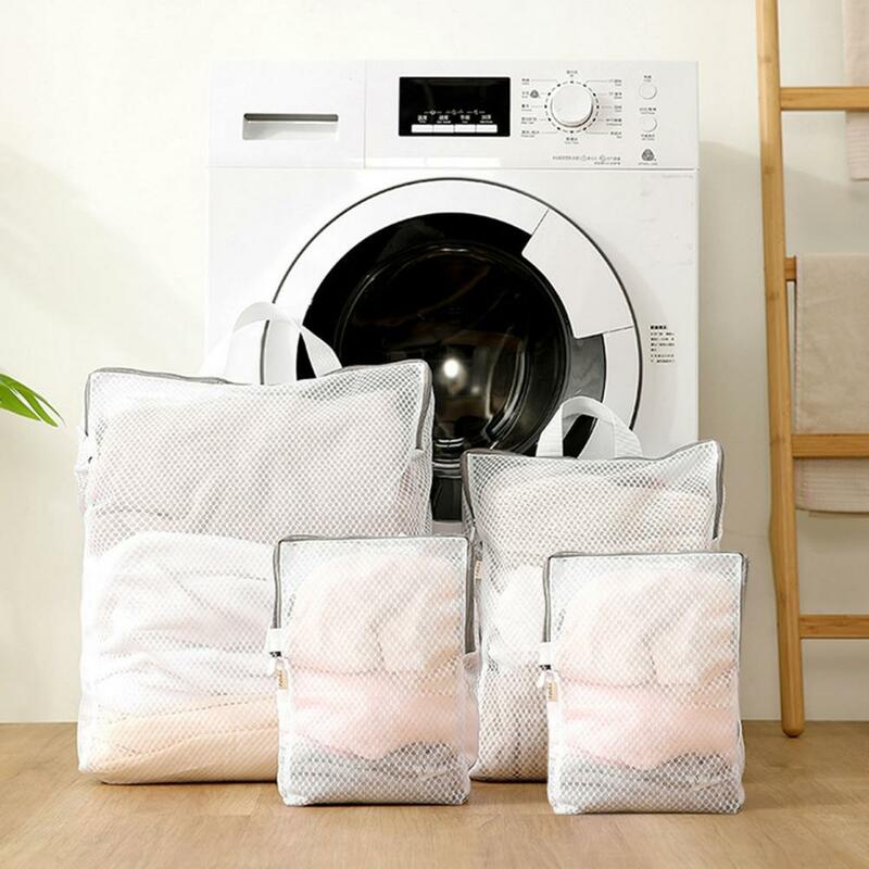 Saco de lavanderia de malha com alça, grande capacidade, dobrável, com zíper, roupas, bolsa de vestuário, viagens, lavagem