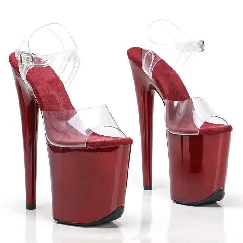 Baru 20CM/8 inci PVC atas seksi eksotis hak tinggi Platform sandal pesta tiang sepatu dansa Model menunjukkan sandal 143