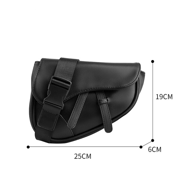 Men PU Male Breast Bag Casual Simple Saddle Bag Leather Shoulder Female Fanny Pack Personality Fashion Brand Crossbody Chest Bag