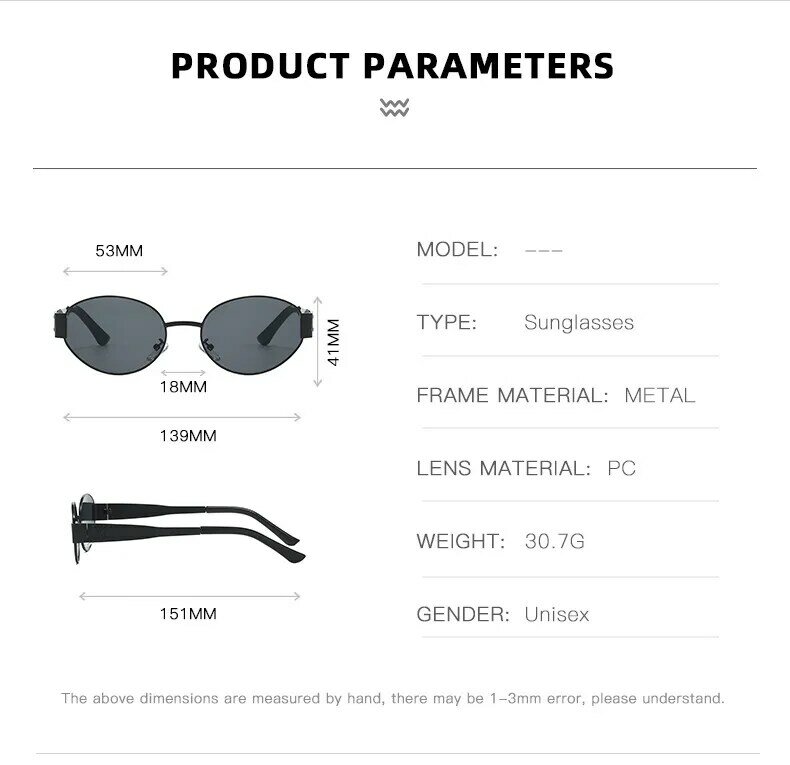 Gafas de sol ovaladas con montura de Metal Retro Para hombre y mujer, lentes pequeñas de lujo con protección UV400