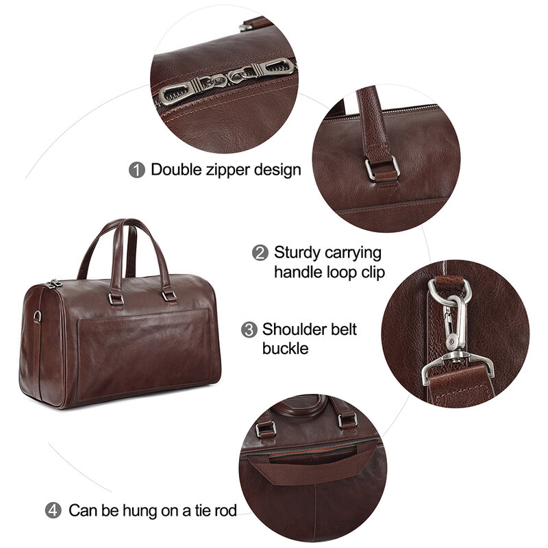 JOYIR Genuine Leather Men's Travel Bag Casual Carry on Luggage Bags Business Duffles Bag for Men Tote Handbag Large Weekend Bags