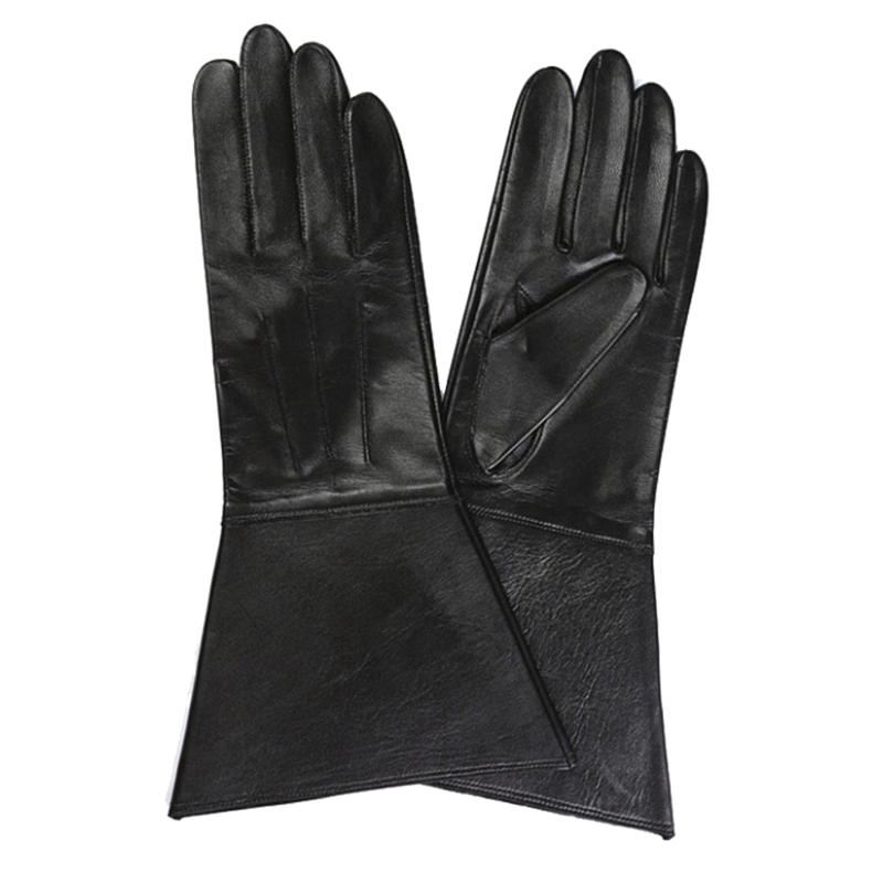 Мужские кожаные перчатки с двумя манжетами, 35 см