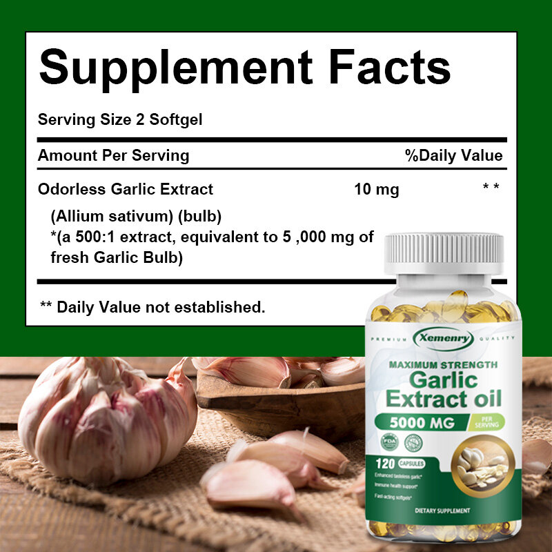 Garlic Oil Capsules Made in the USA - 120 Softgels