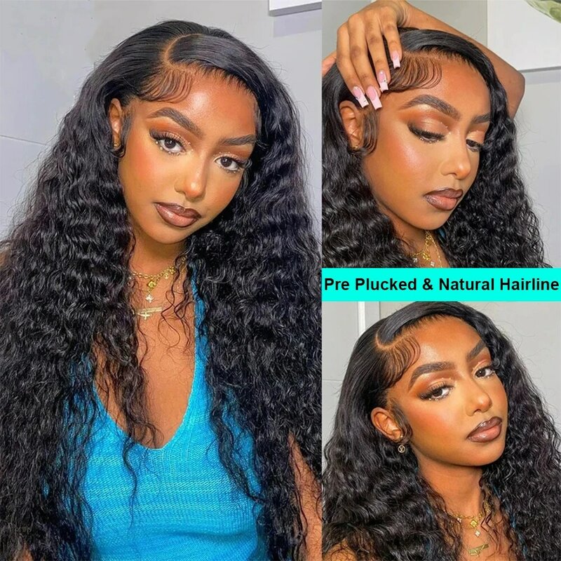 360 Human Hair Wigs Deep Wave 13x4 Hd Transparent Lace Frontal Wigs 250% Density Pre Plucked With Baby Hair Soft For Black Women