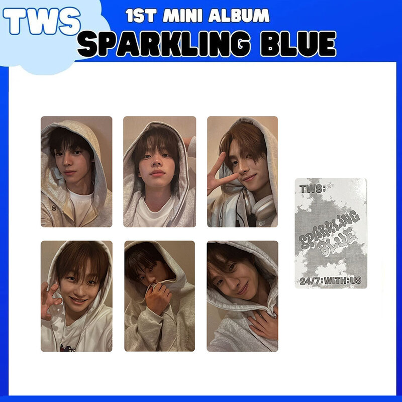 Kpop TWS 1 ° Mini Álbum, azul brilhante Photoard, estilo coreano, cartão LOMO sorte, Shinyu Hanjin, Kyungmin, presente da coleção Fan, conjunto de 6 peças