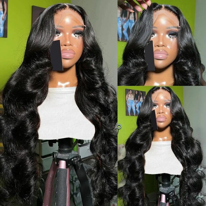 Transparent 13x6 Lace Frontal Human Hair Wigs Brazilian Body Wave 13x4 Lace Front Wig For Women PrePlucked Glueless Wig 30 Inch