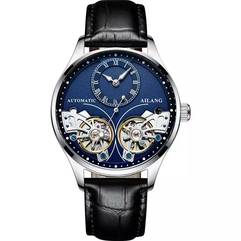 2022 watch double flywheel men's automatic mechanical watch simple fashion hollow luminous waterproof watch b01