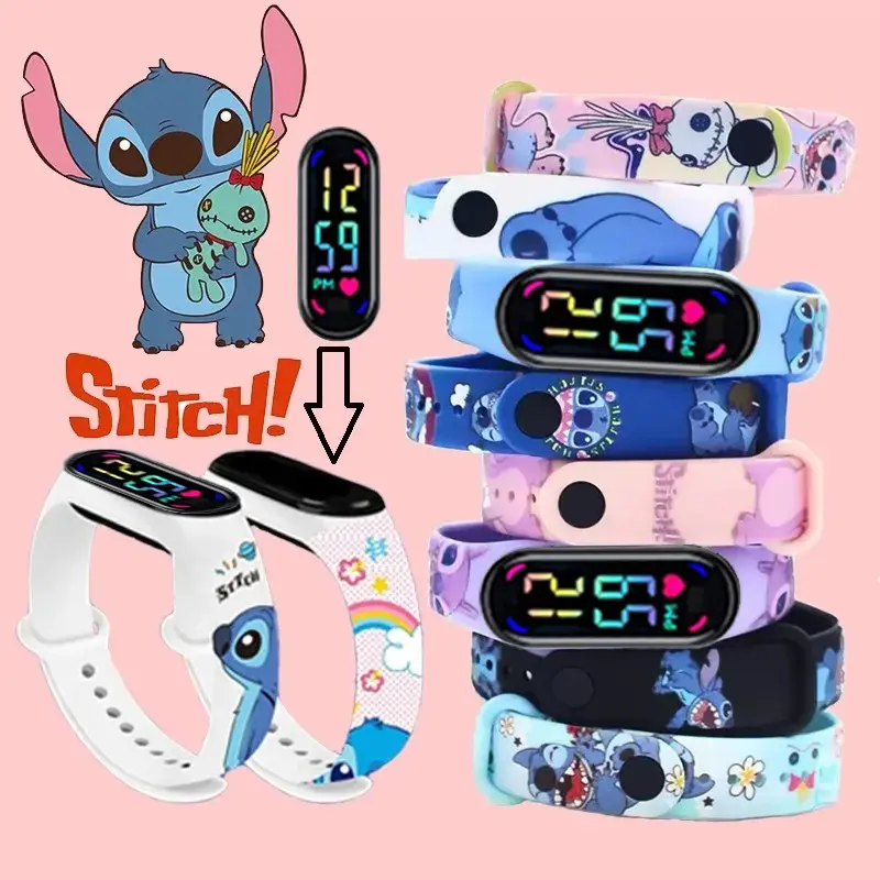Disney Stitch Sonic Kinder Cartoon Anime Charakter leuchtende Armband Uhr LED Touch wasserdichte Uhr Sport geschenke Spielzeug